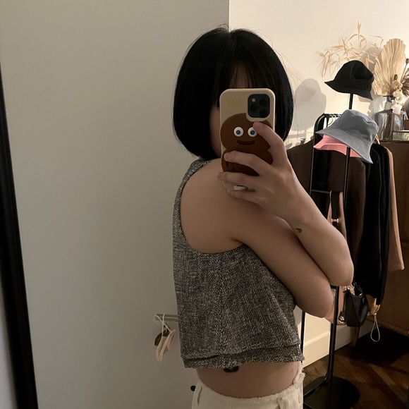 Rare Apiece Apart Tweed Double Layer Crop Tank Top - Picture 2 of 9